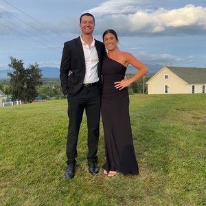 David’s bridal, one shoulder black bridesmaid dress! WORN ONCE